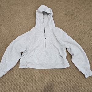 Lululemon Hoodie Womens XL/XXL Light Heathered Gray Scuba Oversized Half Zip